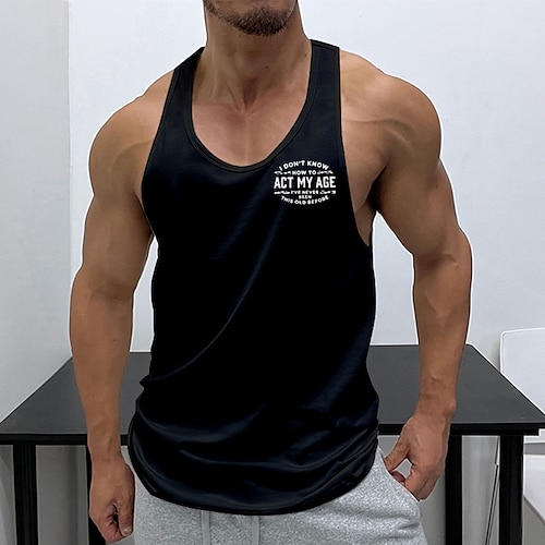 

Herre Singlet til jogging Gymtopp Ermeløs Vest Atletisk treningsklær Pustende Fukttransport Myk Trening Treningsøkt Løp Sports Sportsklær Svart Hvit Gul