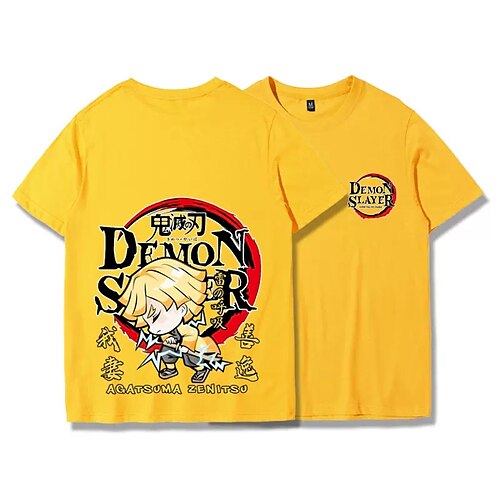 

Demon Slayer: Kimetsu no Yaiba Agatsuma Zenitsu T-skjorte Graphic T-Trøye Til Herre Dame Unisex Voksne Varmstempling 100% Polyester