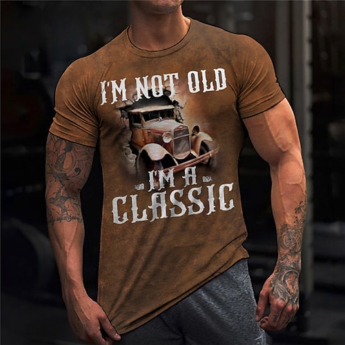 

Herre T-shirt Grafisk Bil Rund hals Tøj 3D-udskrivning udendørs Daglig Kortærmet Trykt mønster Mode Designer Årgang