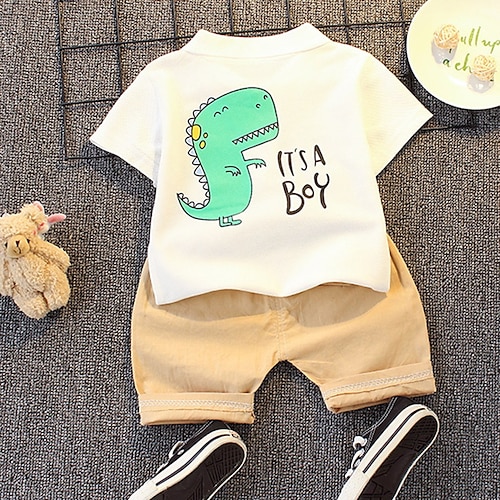 

2 Dele Baby Drenge T-shirt & Shorts Outfit Tegneserie Kortærmet Sæt Skole Yndig Daglig Sommer Forår 3-7 år Sommer PL striber - sort Sommer PL gitter - hvid Summer PL Diamond - Sort