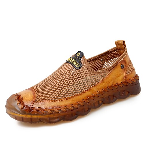 

Herre Sko En pedal Retro Penny Loafers Fritid Daglig Gange Elastisk stoff Pustende Svart Brun Sommer Vår