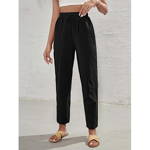 

Dame Loungewear Underdele Ren farve Enkel Afslappet Komfort Hjem Gade Daglig Polyester Åndbart Bukse Lomme Sommer Forår Sort Orange