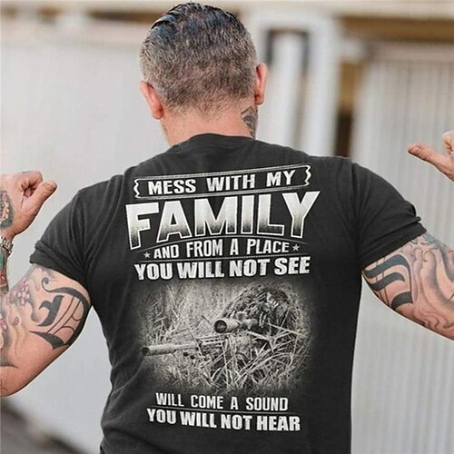

Herre T-shirt T-Shirts Grafisk Bogstaver Soldat Rund hals Tøj 3D-udskrivning udendørs Afslappet Kortærmet Trykt mønster Årgang Mode Designer