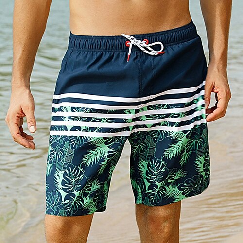 

Herre Surf shorts Badeshorts Sommer shorts Strandshorts Snørelukning med mesh-for Elastisk Talje Stribe Grafiske tryk Hurtigtørrende Korte Afslappet Daglig Ferie Boheme Hawaiiansk Grøn Mikroelastisk