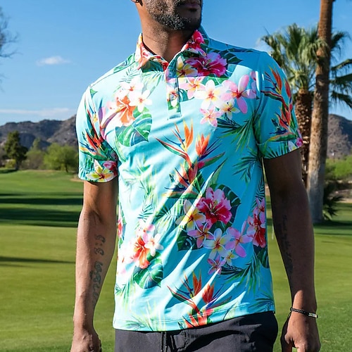 

Homme Polo hawaïen POLO Tee Shirt Golf Floral Imprimés Photos Feuilles Col rabattu Bleu Extérieur Plein Air Manches courtes Imprimer Vêtement Tenue Sportif Mode Vêtement de rue Design