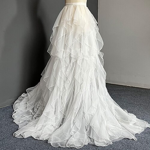 

Informale Abiti da sposa Strascico da cappella Linea-A Separa Separa Tulle Sopragonne Con Tinta unita 2023 Abiti da sposa
