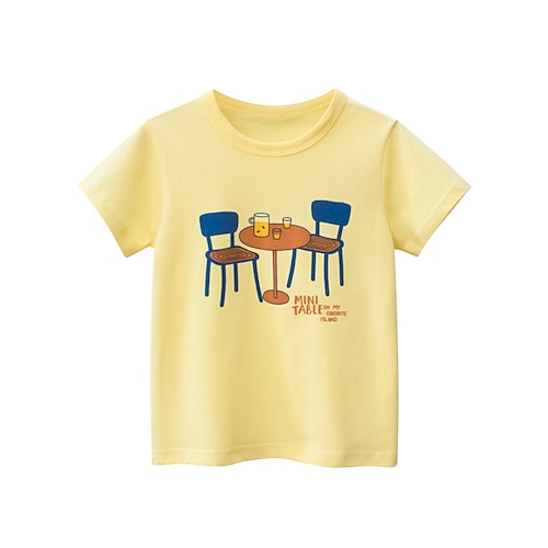 

Børn Pige T-shirt Tegneserie Afslappet Kortærmet Mode 7-13 år Sommer Gul
