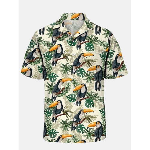 

Herren Hemd Hawaiihemd Sommerhemd Grafik-Drucke Papagei Kubanisches Halsband Grün Casual Hawaiianisch Kurzarm Bedruckt Bekleidung Sport Modisch Strassenmode Designer