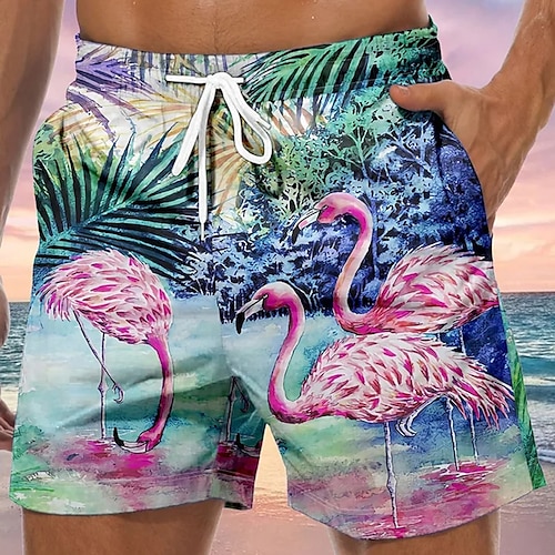 

Herre Surf shorts Badeshorts Sommer shorts Strandshorts Snørelukning med mesh-for Elastisk Talje Flamingo Grafiske tryk Hurtigtørrende Korte Afslappet Daglig Ferie Boheme Hawaiiansk Blå Mikroelastisk