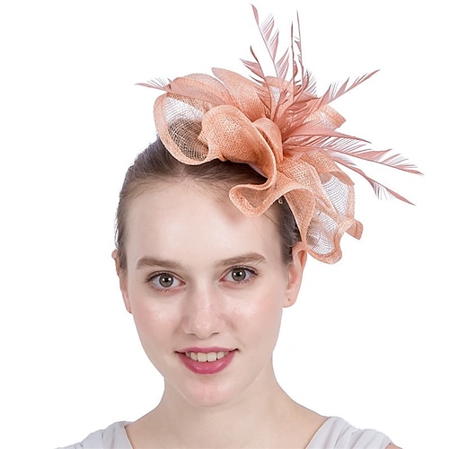 

fascinators Sinamay Kentucky Derby Hesteløp Elegant Britisk Med Fjær Tyll Hodeplagg Hodeplagg