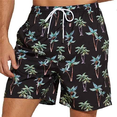 

Herre Surf shorts Badeshorts Snørelukning med mesh-for Elastisk Talje Kokos palme Grafiske tryk Hurtigtørrende Korte Afslappet Daglig Ferie Hawaiiansk Boheme Sort Mikroelastisk