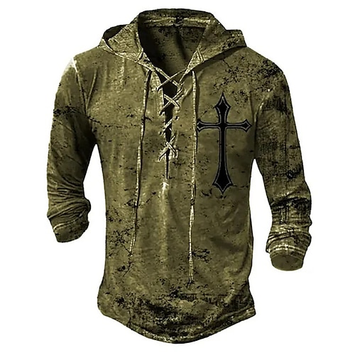 

Herren Hoodie Sweatshirt Kapuze Grün Mit Kapuze Grafik-Drucke Kreuz mit Schnürung Bedruckt Sport Natur Täglich Sport Strassenmode Designer Basic Frühling Sommer Bekleidung Kapuzenpullover