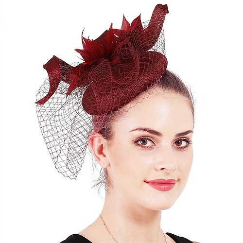 

Fascinadores Sinamay Casamento Kentucky Derby Moda Senhora Com Penas Capacete Chapéu