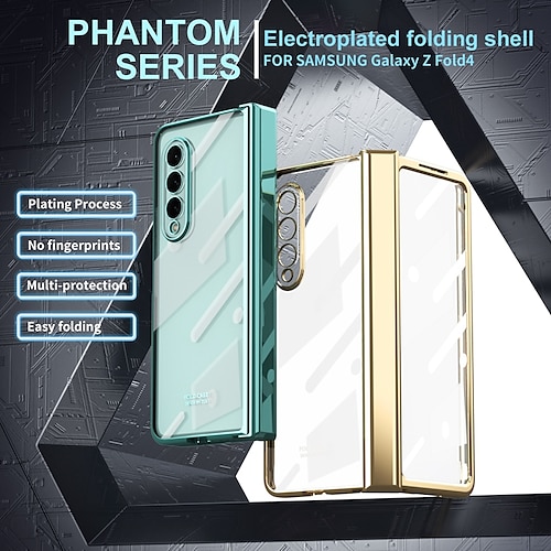 

telefone Capinha Para Samsung Galaxy Capa Proteção Completa Z Fold 4 Z Fold 3 e protetor de tela Galvanizado Anti-poeira Cor Sólida PC