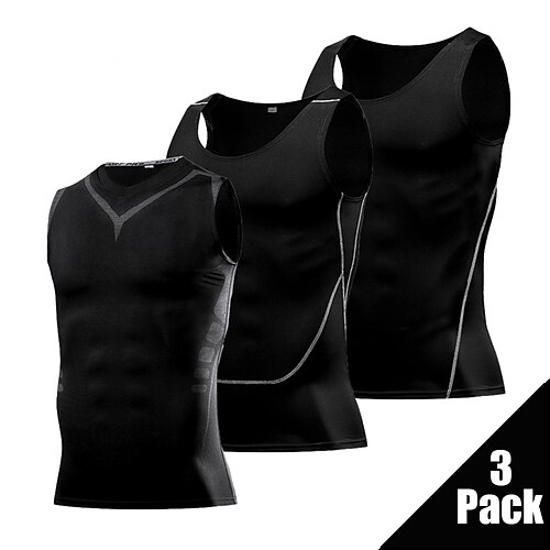 

Herre Singlet til jogging Kompresjonstopp 3 pakker Ermeløs Topper Atletisk treningsklær Spandex Pustende Myk Komprimering Løp Jogge Trening Sports Sportsklær Ensfarget 1# 2# 3#
