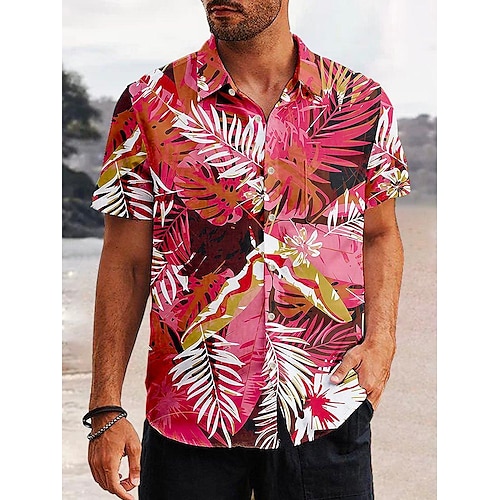 

Per uomo Camicia Camicia hawaiana Stampe astratte Foglie Collo ripiegabile Rosso Strada Informale Maniche corte Bottone giù Stampa Abbigliamento Di tendenza Streetwear Originale Morbido