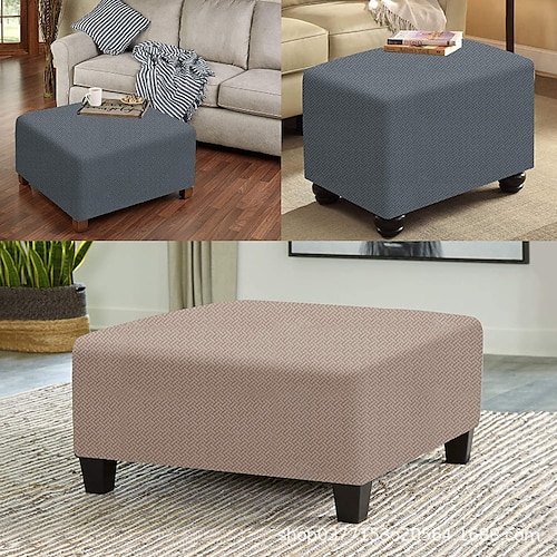 

stretch ottoman trekk firkantet ottoman trekk rektangulært sammenleggbart oppbevaring krakk trekk benk trekk møbelbeskytter mykt slipcover med elastisk bunn