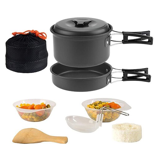 

conjunto de pote de acampamento portátil ao ar livre mais vendido da amazon 1-2 pessoas pote de churrasco para piquenique utensílios de mesa para piquenique ds-200