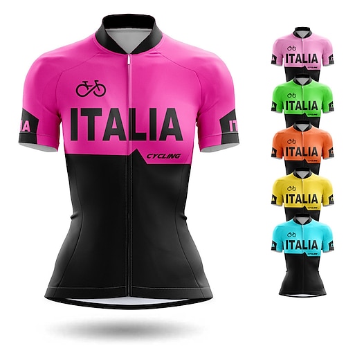 

21Grams Mulheres Camisa para Ciclismo Manga Curta Moto Blusas com 3 bolsos traseiros Ciclismo de Montanha Ciclismo de Estrada Respirável Pavio Humido Secagem Rápida Tiras Refletoras Amarelo Rosa