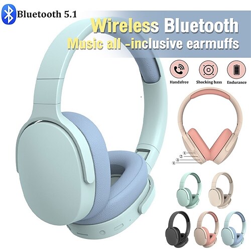 

Over-Ear-Stereo-Bluetooth-Kopfhörer, Hifi-Headset, kabellos, schweres Bassspiel, Sportkopfhörer, TF/Aux-Musikplayer mit Mikrofon/Radio für Geschenke