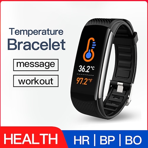 

C6T Reloj inteligente 0.96 pulgada Smartwatch Reloj elegante Bluetooth ECG PPG Monitoreo de temperatura Monitor de Pulso Cardiaco Compatible con Android iOS Mujer Hombre Impermeable Recordatorio de