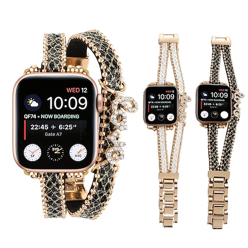 

1 PC Banda de cuero Compatible con Apple Watch Correa 38mm 40mm 41mm 42mm 44mm 45mm 49mm Mujer Brillante Cristal Cuero Sintético correa de repuesto para Ultra / SE, Series 8/7/6/5/4/3/2/1