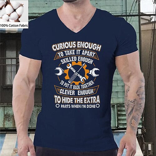 

herre t-shirt grafisk t-shirt sjov bomuldsblanding bogstav grafiske print v-hals sort blå mørkegrå rød afslappet dagligt kortærmet print tøj tøj sport modedesigner nyhed