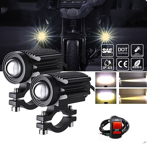 

otolampara dual color lightness 60w luci di guida per moto mini fari a led fendinebbia super luminoso ambra bianco faretto aux per moto camion atv suv auto