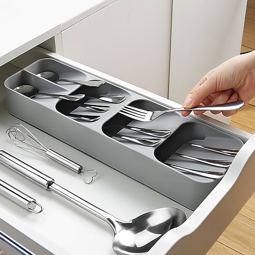 

Kitchen Drawer Organizer Tray Spoon Cutlery Separation Finishing Storage Box Cutlery Kitchen Storage Organization