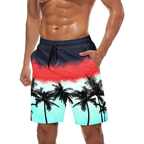 

Per uomo Boxer da surf Pantaloncini da mare Boxer da mare A cordoncino con fodera in rete Vita elastica Color Block Albero di cocco Stampe astratte Asciugatura rapida Breve Informale Giornaliero Per