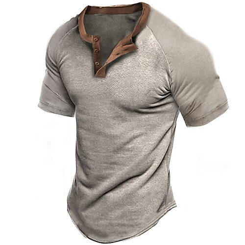 

Per uomo maglietta Camicia Henley Magliette Color Block Henley Stampa 3D Esterno Informale Manica corta Collage Abbigliamento Originale Vintage Comodo