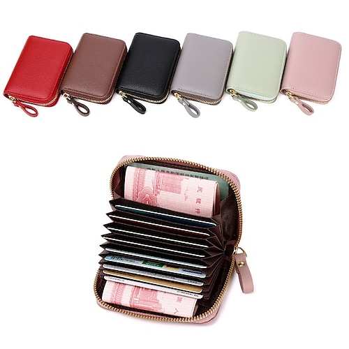 

Men's Women's Wallet Coin Purse Credit Card Holder Wallet PU Leather Outdoor Shopping Daily Zipper Lightweight Solid Color Black Pink Red