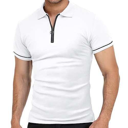 

Per uomo POLO Polo con zip Esterno Sport Chiusura lampo quarto Maniche corte Di tendenza Essenziale Liscio Cerniera Estate Standard Nero Bianco Rosso Blu marino scuro Blu Grigio scuro POLO