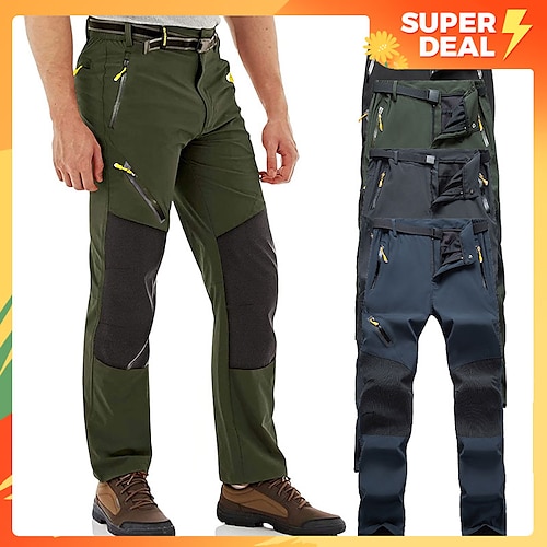 

Men's Water Resistant Work Pants Hiking Mountain Pants Trousers Military Outdoor Ripstop Quick Dry Stretch Spandex 4 Zipper Pocket Elastic Waist Lightweight Bottoms Navy Gray Black Army Green