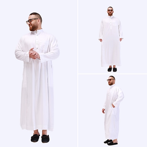 

árabe musulmán Adultos Hombre Religioso árabe saudita Túnica Thobe / Jubba Para Poliéster Ramadán Leotardo / Pijama Mono