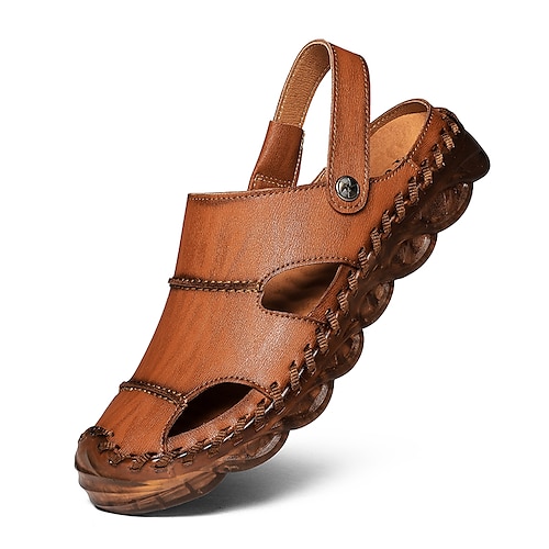

Herre Sandaler Tøfler & Slip-ons Flade sandaler Mode sandaler Læder sandaler Afslappet Strandstil udendørs Daglig Gang Læder Åndbart Sort Brun Sommer