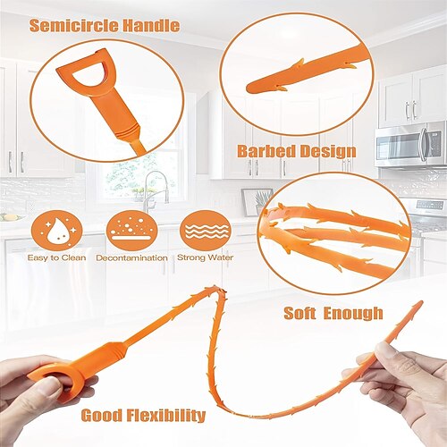 1pc 60cm Bendable Drain Cleaning Tool For Hair Clog Remover