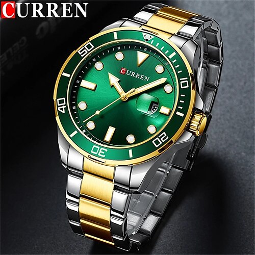 

curren sport männer uhr top marke luxus grün militärgeschäft wasserdichte männliche uhr edelstahl quarz mann armbanduhr