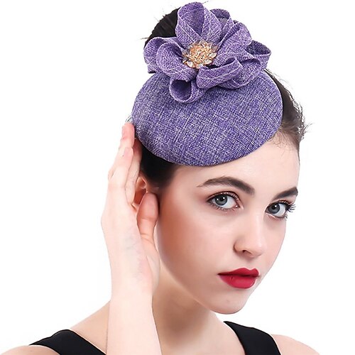 

fascinators Falsk Lin Kentucky Derby Hesteløp Elegant Britisk Med Blomster Perlearbeid Hodeplagg Hodeplagg