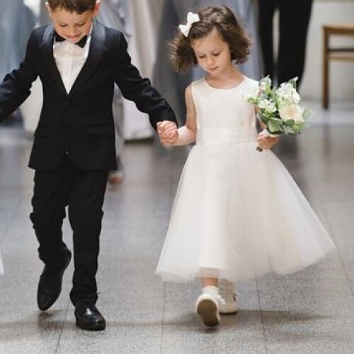 

Prinsesse Ankellængde Blomsterpigekjole Konfirmation Piger Sød gallakjole Satin med Sløjfe(r) Tutu Passer 3-16 år