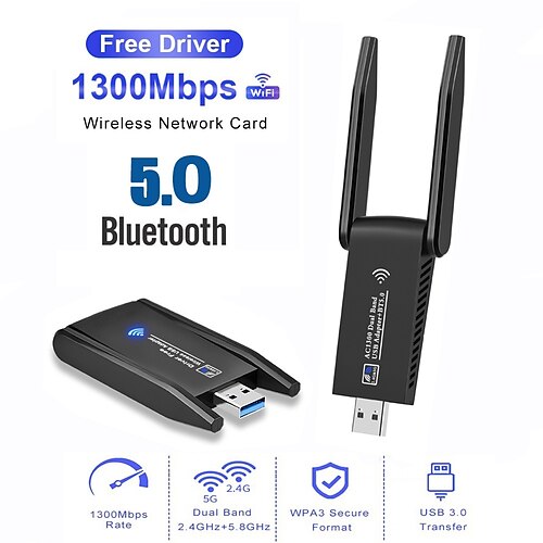 

Adattatore wifi usb 1300mbps per pc adattatore wireless antenna dual 5dbi per laptop desktop compatibile con windows 10/7/8/8.1/xp