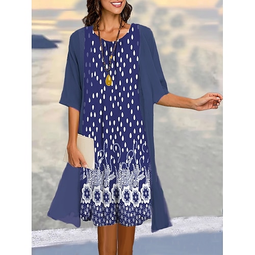 

Per donna Set di vestiti a due pezzi Abito casual Giornaliero Da mare Moderno Informale Stampa Vestito longuette Girocollo Mezza manica Pop art Floreale Morbido Blu Estate Primavera S M L XL XXL