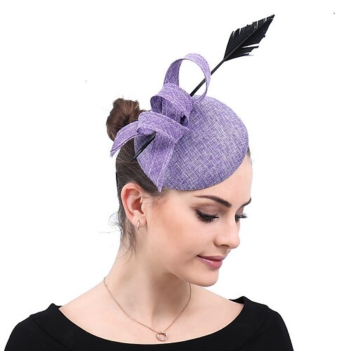 

Fascinateurs Sinamay Mariage Derby kentucky la demoiselle Mariée Avec Plume Casque Couvre-chef