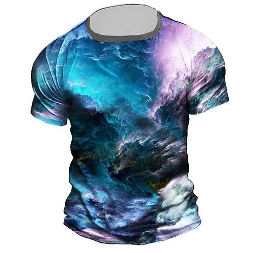 

Herre T-shirt T-Shirts Grafisk Farveblok Sky Rund hals Tøj 3D-udskrivning udendørs Afslappet Kortærmet Trykt mønster Mode Designer Årgang