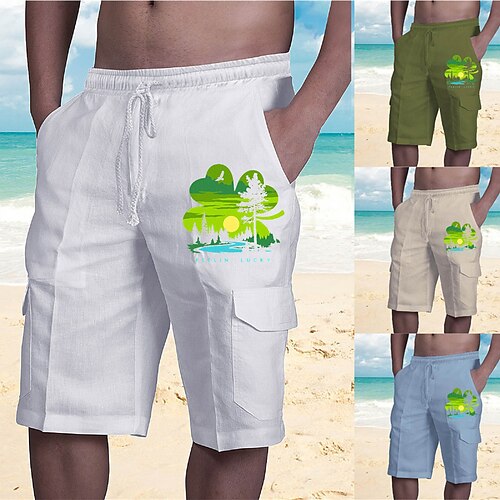 

Homens Calção Shorts de verão Shorts de praia Com Cordão Cintura elástica Bolso multi Gráfico Árvore Respirável Macio Curto Casual Diário Feriado Roupa de rua Designer Branco Azul Micro-Elástica