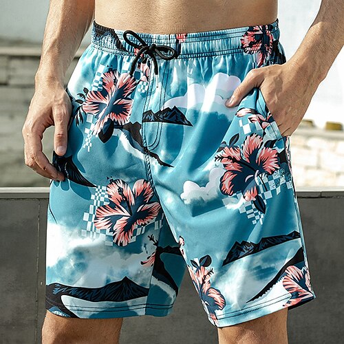

Herre Surfeshorts Badeshorts Sommershorts Strandshorts Lomme Snorer Elastisk midje Grafisk Blomst Hurtigtørkende utendørs Avslappet Ferie Bohem Hawaiisk Blå