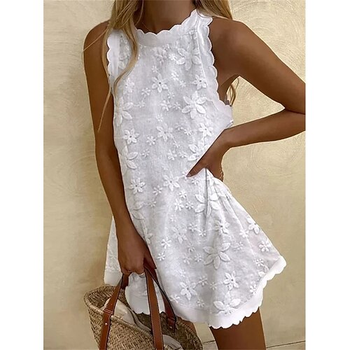 

Per donna Vestito casual Abito senza maniche Abito estivo Floreale Stampa Girocollo Mini abito Di tendenza Streetwear Esterno Strada Senza maniche Morbido Nero Bianco Estate Primavera S M L XL XXL
