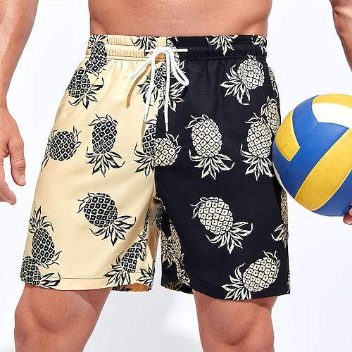 

Per uomo Boxer da surf Pantaloncini da mare Boxer da mare Pantaloncini estivi Pantaloncini da spiaggia A cordoncino con fodera in rete Vita elastica Color Block Ananas Stampe astratte Asciugatura