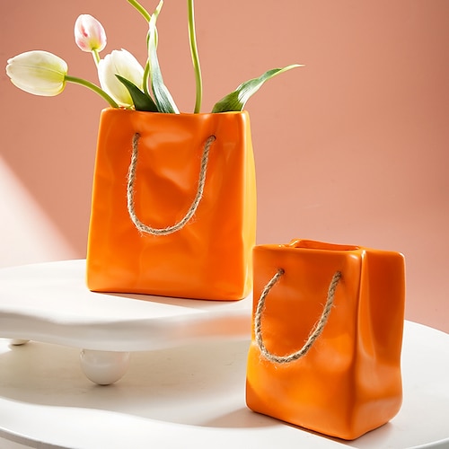 

Bolso naranja de resina de estilo nórdico, decoración de jarrón, bolso creativo, arreglo de flores secas, decoración del hogar, regalo, 1 ud.