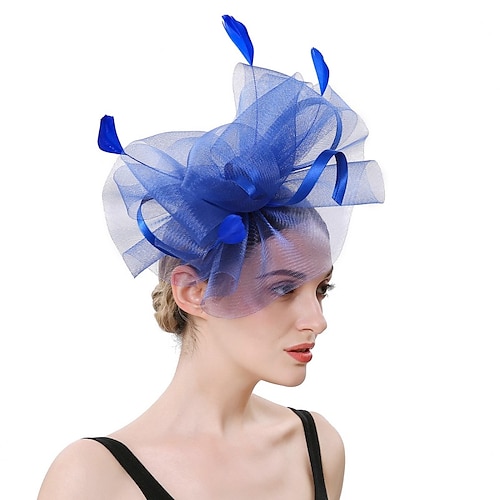 

Fascinadores Penas Artificiais Kentucky Derby Igreja Elegante Retro Com Penas Tule Capacete Chapéu